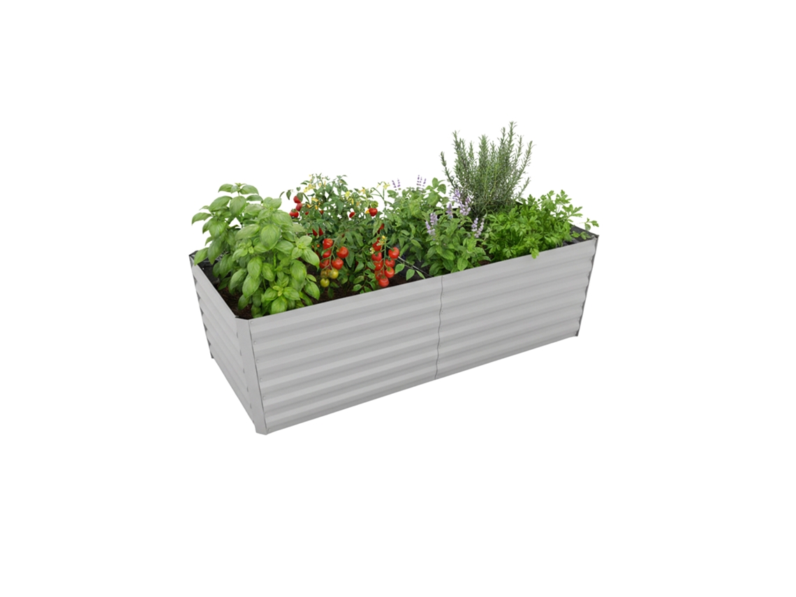 Relaxdays Canteiro Elevado Retangular, Metal Galvanizado, A×l×p 57×180×90 Cm, P/ Legumes, Ervas E Flores, Cinza Claro