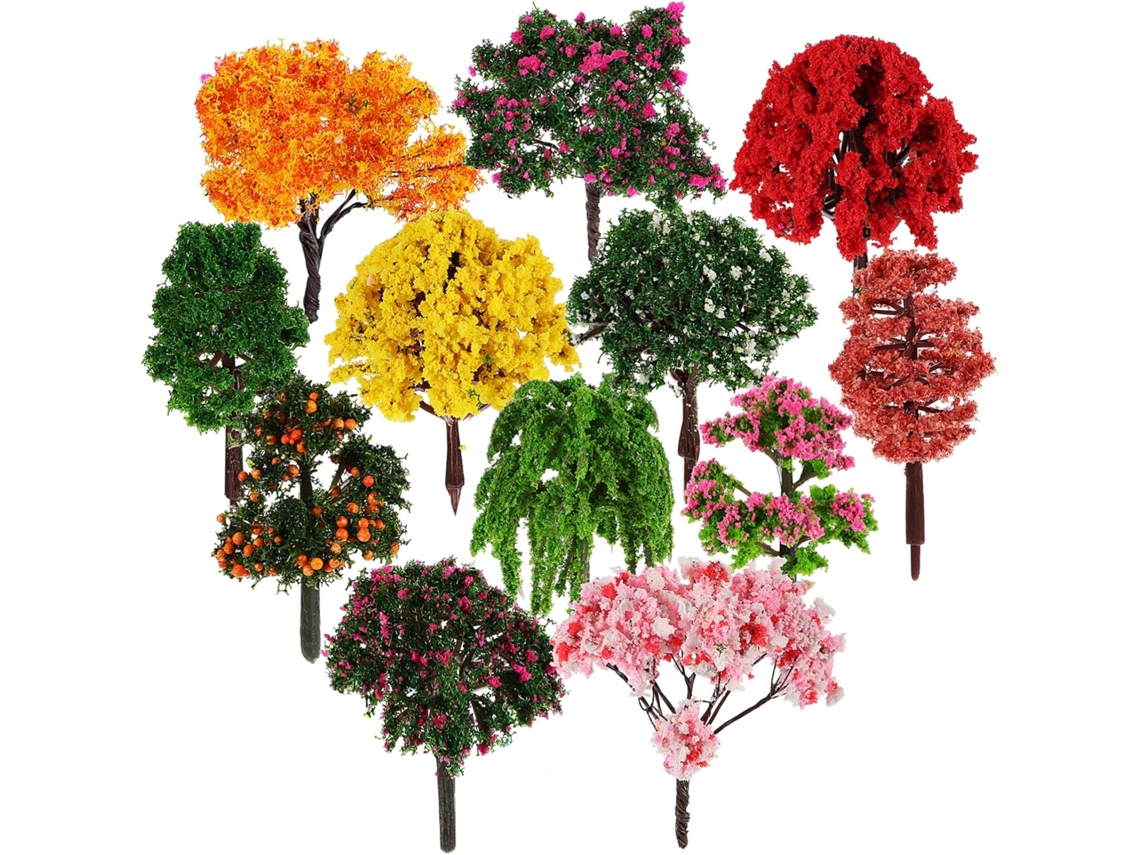 Lote De 12 Mini Árboles Realistas Para Jardines En Miniatura, Trenes Y Proyectos.