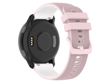Correa de Silicona 22mm bicolor ajustable para Samsung Galaxy Watch3 45mm/Huawei Watch 3/Garmin Forerunner 255/Apex 46mm - rosa/blanco