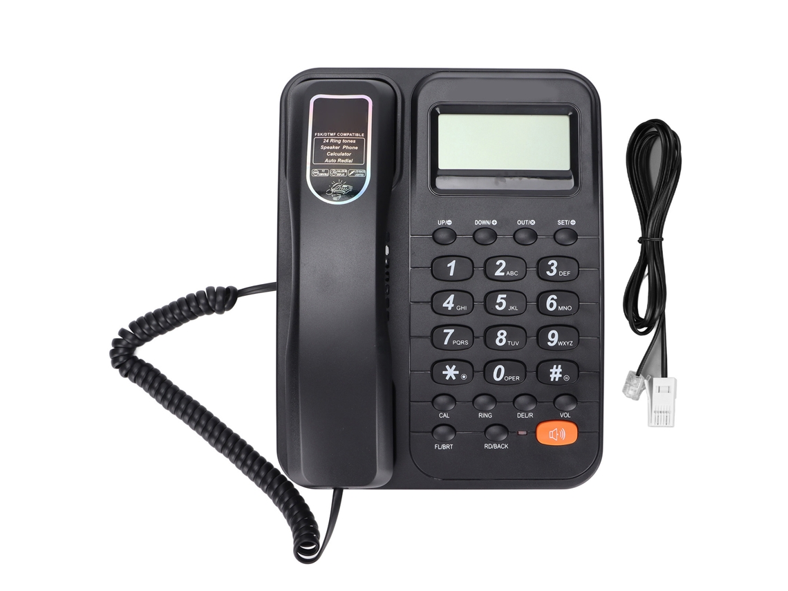 Teléfono fijo con contestador automático y pantalla LCD