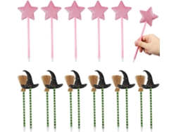 Juego De 18 Bolígrafos De Fiesta Con Diseños De Sombrero De Bruja, Escoba Y Estrella, De Plástico Para Bolsas.