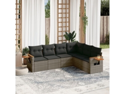 Conjunto de 6 sofás de jardín con cojines en mimbre gris DKD Home Decor