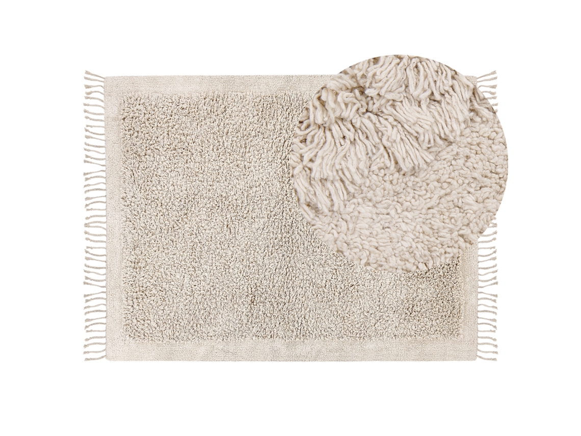 Alfombra BELIANI Bitlis de Algodón Beige 140x200