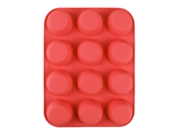 Molde de silicona para 12 cupcakes (rojo, fácil de desmoldar)