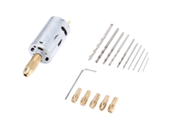 Kit Taladro Mano Eléctrico Mini 12v Motor Hss Brocas 0.5-3mm Portabrocas Incluye 5 Cabezales Y 10 Brocas Plata