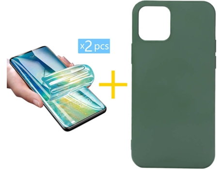 Carcasa + 2 Protectores de Pantalla para iPhone 12 SKYHE Verde Oscuro