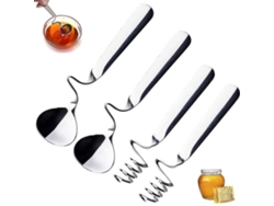 Cucharas De Acero Inoxidable Para Miel Y Mermelada, 4 Piezas, Cuchara De Postre, Cubiertos Espirales