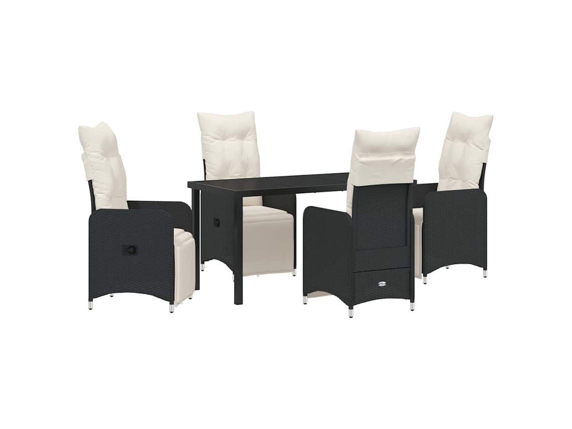 Maison Exclusive - Conjunto De Comedor De Jardín 5 Pcs Negro Ratán Sintético