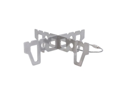 Soporte para hornillo de alcohol de acero ligero y resistente a la corrosión, ideal para mochileros y campistas.