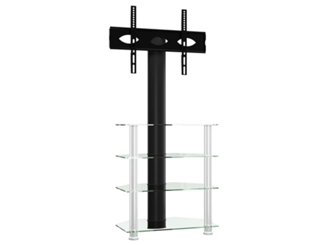 Mueble TV esquina 4 niveles para VIDAXL pulgadas negro plateado (65.5 x 40 x 131 cm)