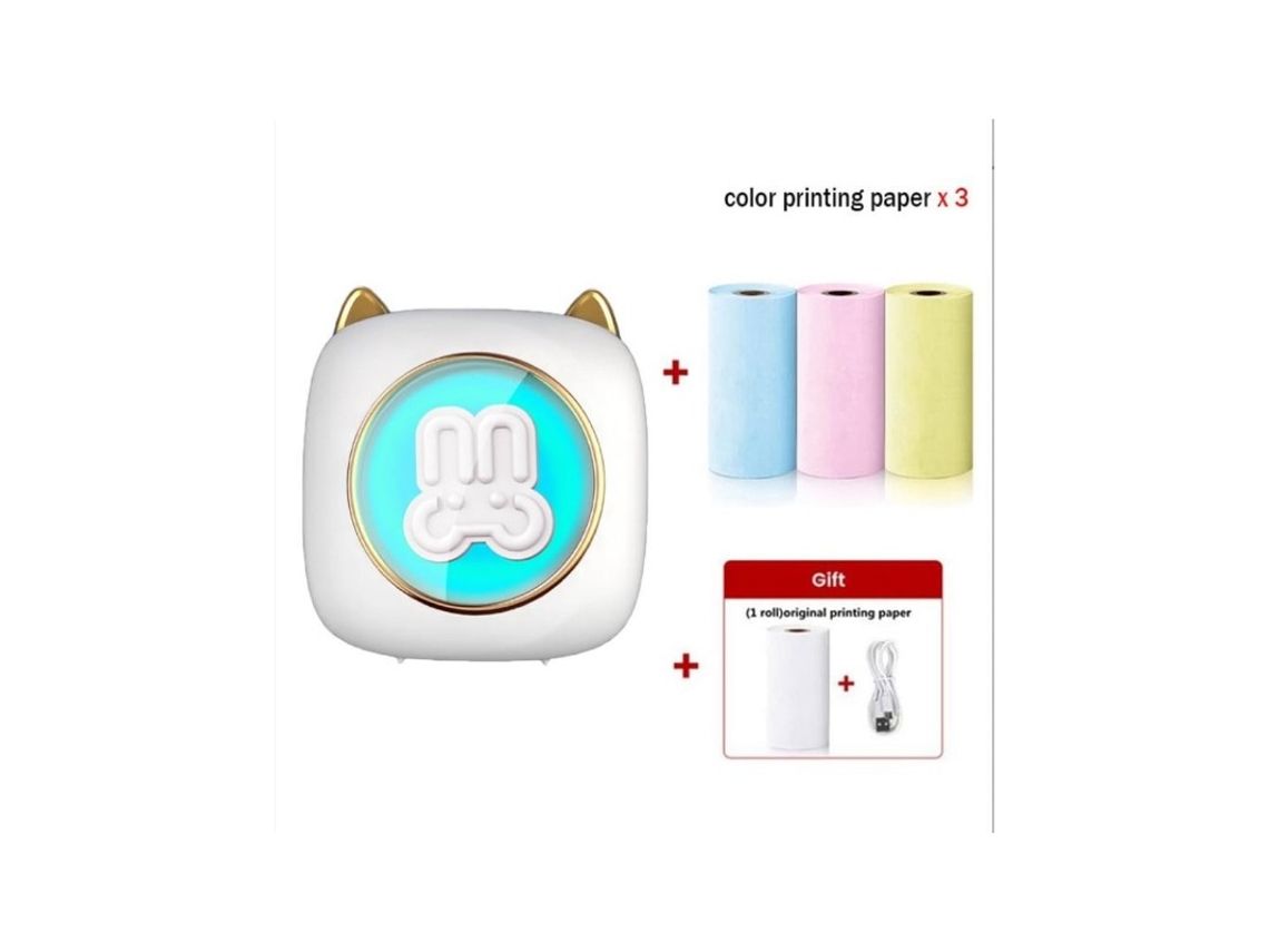 Mini Impresora 7 Luces Led Mini Impresora De Papel Térmico De Bolsillo C23-09 Gertiz