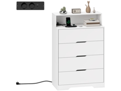 Cómoda De 4 Cajones Con Carga Usb, Usb-c, Nicho Abierto, 80x40x120, Blanca.