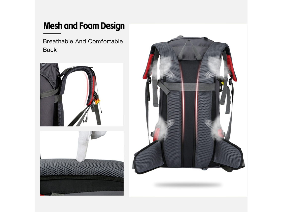 Mochila De Trekking De 60 Litros Resistente Al Agua Con Funda Impermeable Para Acampar, Escalar Y Viajar.