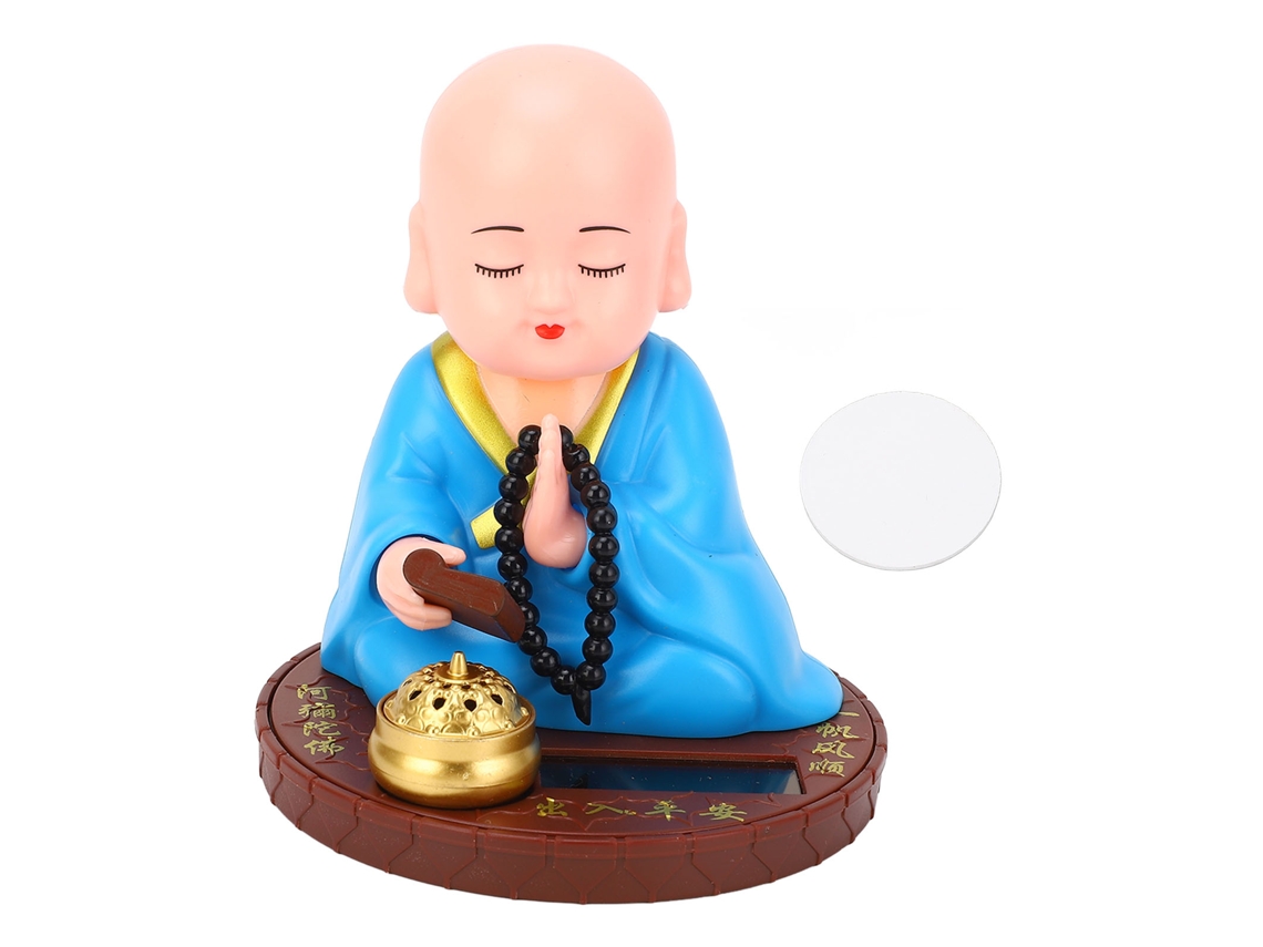 Figura Baok de un pequeño monje solar con saludo automático para mesa, salpicadero o coche - Azul