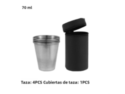 Juego de 4 copas de vino de viaje de acero inoxidable, pequeñas y prácticas, con estuche. Mdug (70 ml)