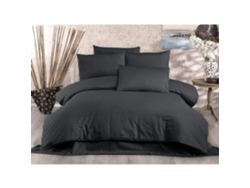 Juego de cama 70% poliéster - Funda nórdica 220 x 240 + 2 fundas de cojín 60 x 60 - Antracita