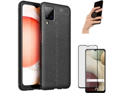 Carcasa, Protector y Popsocket Samsung A12 Rugged Leather Negro