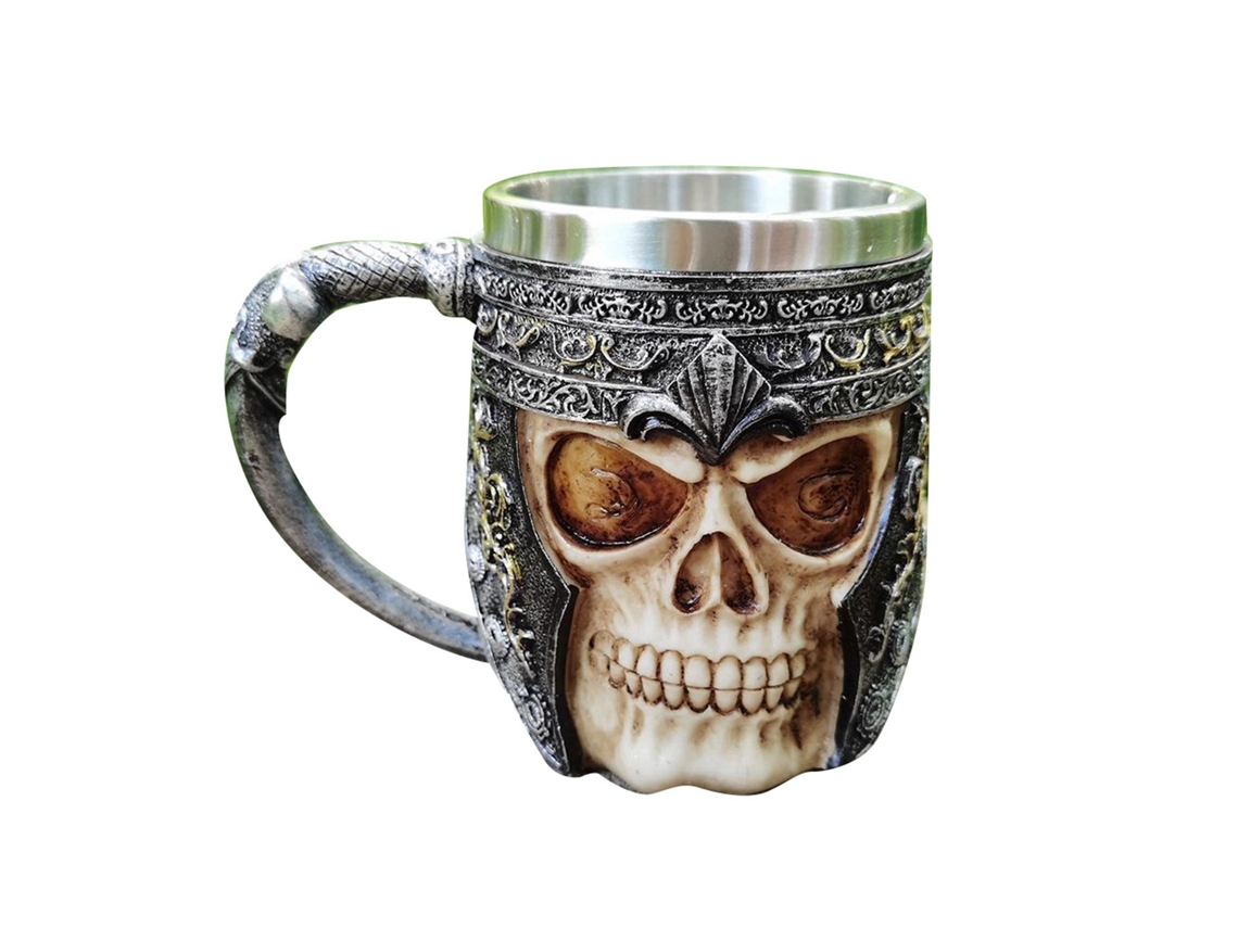 Jarra De Cerveza De Dos Niveles Con Diseño De Calavera, Acero Inoxidable, Decorativa, Duradera, 501-600 Ml.