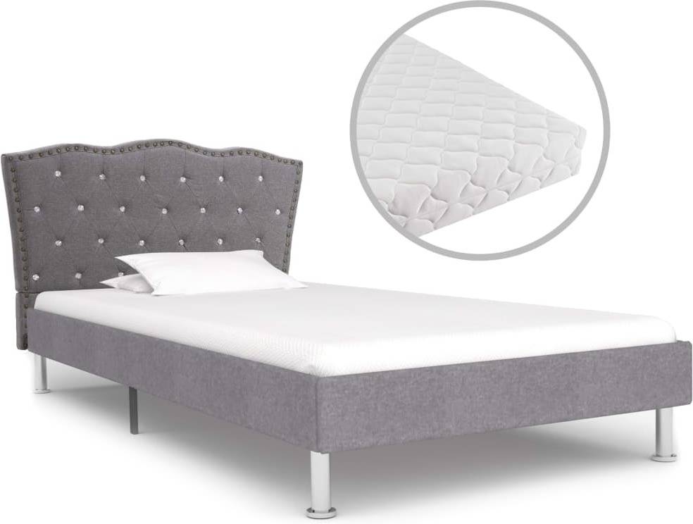 Cama y Colchón VIDAXL Tejido gris claro (Compatible con Colchón: 90x200 cm)