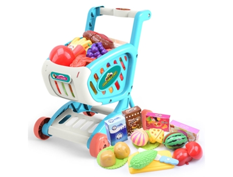 Niños Simulación Supermercado Carrito Carrito Juguetes Azul