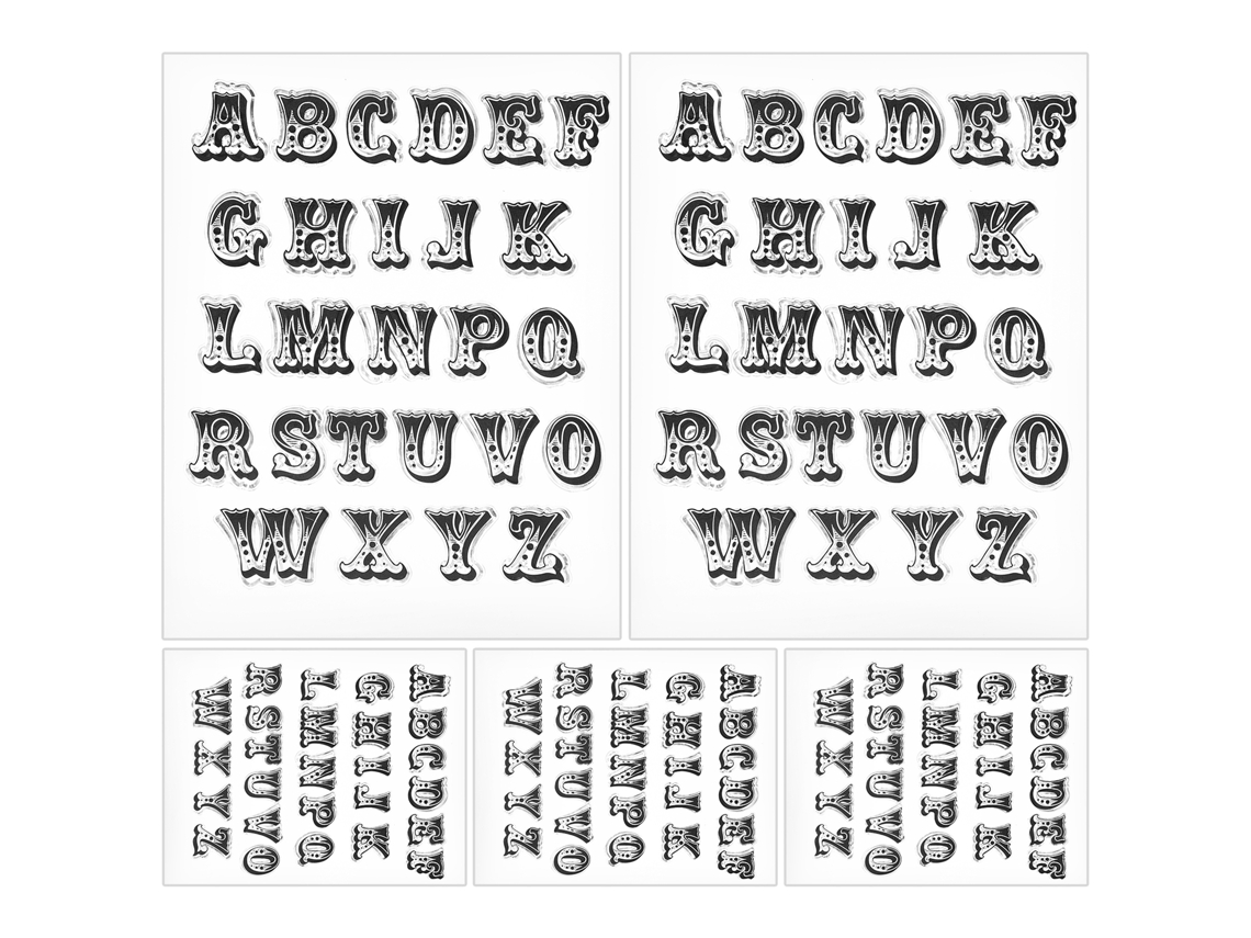 5 sellos de goma TPR transparentes para manualidades y álbumes de recortes, letras mayúsculas, T1771