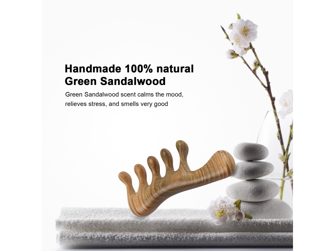 Peine De Sándalo Verde De Dientes Anchos Para Masaje Natural Del Cuero Cabelludo Para Hombres Y Mujeres.