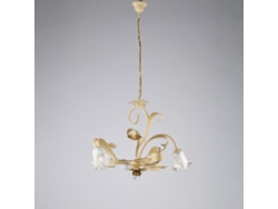 Cesto - Lámpara De Araña De Hierro Lacado Decapado Marfil 3 Luces 104 - Ø59 - Bl274-3-av