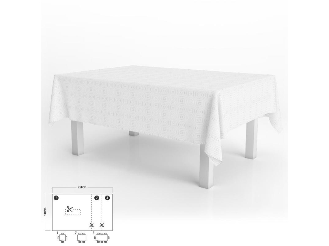 Mantel Hule Muleton Rectangular Blanco Impermeable Antimanchas PVC 140x250 cm  Recortable Uso Interior y Exterior ORYX
