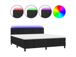 Maison Exclusive - Cama Box Spring Colchón Y Led Terciopelo Negro 180x200 Cm