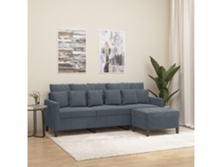 Sofá de 3 plazas con reposapiés, 180 cm, terciopelo gris oscuro, DKD HOME DECOR