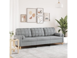 Sofá De 3 Plazas | Sofá De Salón | Sofá De Descanso Con Cojines Tela Gris Claro 210 Cm