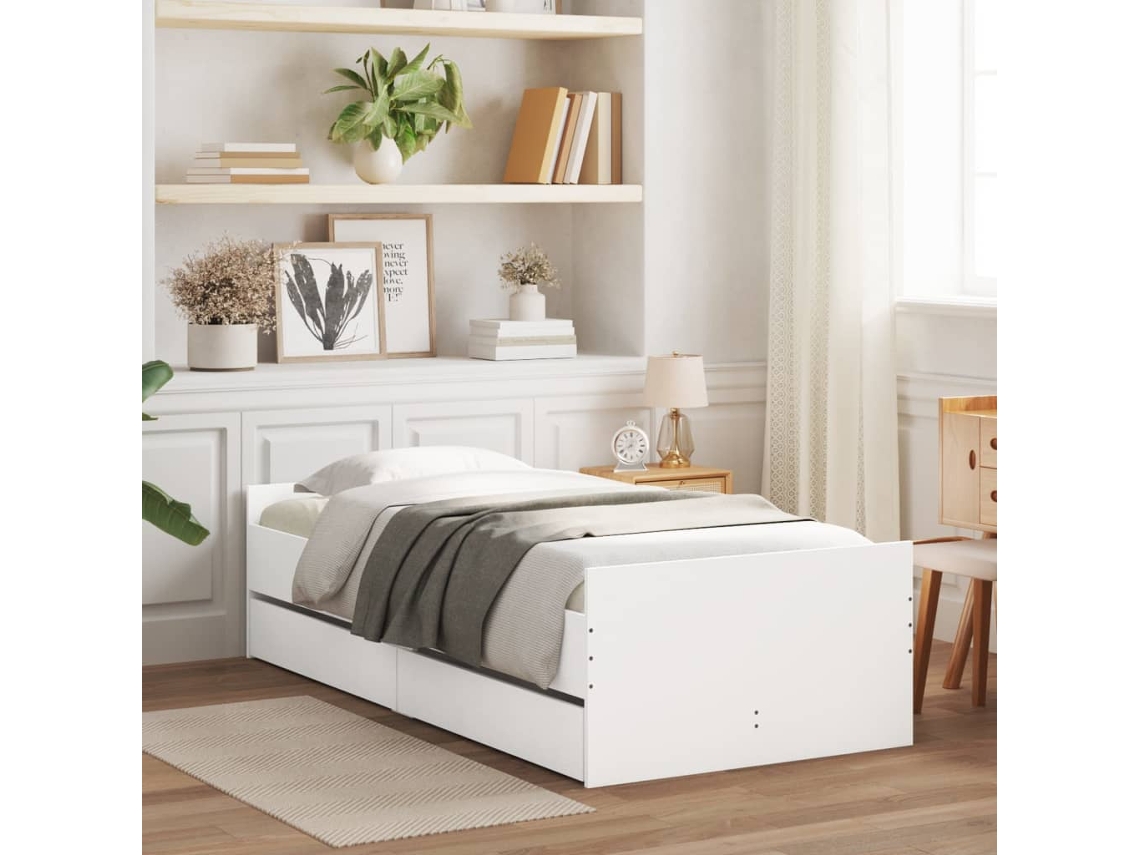 Estructura De Cama Con Cajones Blanco 90x190 Cm