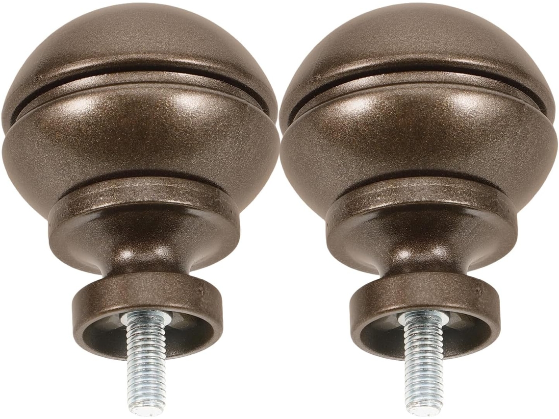 Ponteiras Decorativas Para Varão De Cortina, 14 Mm (9/16), Semiesféricas, Em Abs Marrom E Ferro. Ac