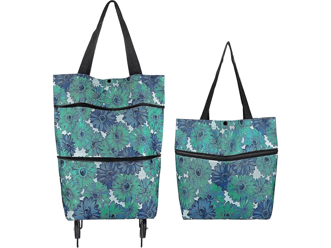 Bolsa de compras 2 en 1 para el hogar, impermeable, plegable, capacidad de 15 kg (verde)