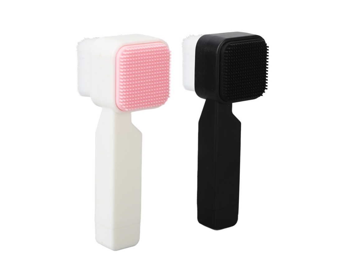 2pcs Escova De Limpeza Facial De Silicone Com Design Duplo Para Cuidados Com A Pele