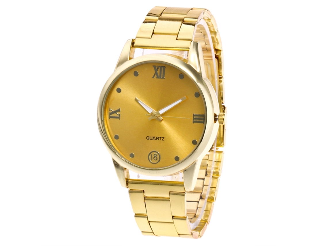 Reloj De Pulsera Unisex Para Parejas Zhoulianfa, Cadena De Acero, Cuarzo, Chapado En Oro.