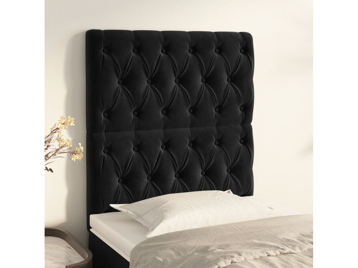 Cabeceros 2 Unidades De Terciopelo Negro 80x7x78/88 Cm