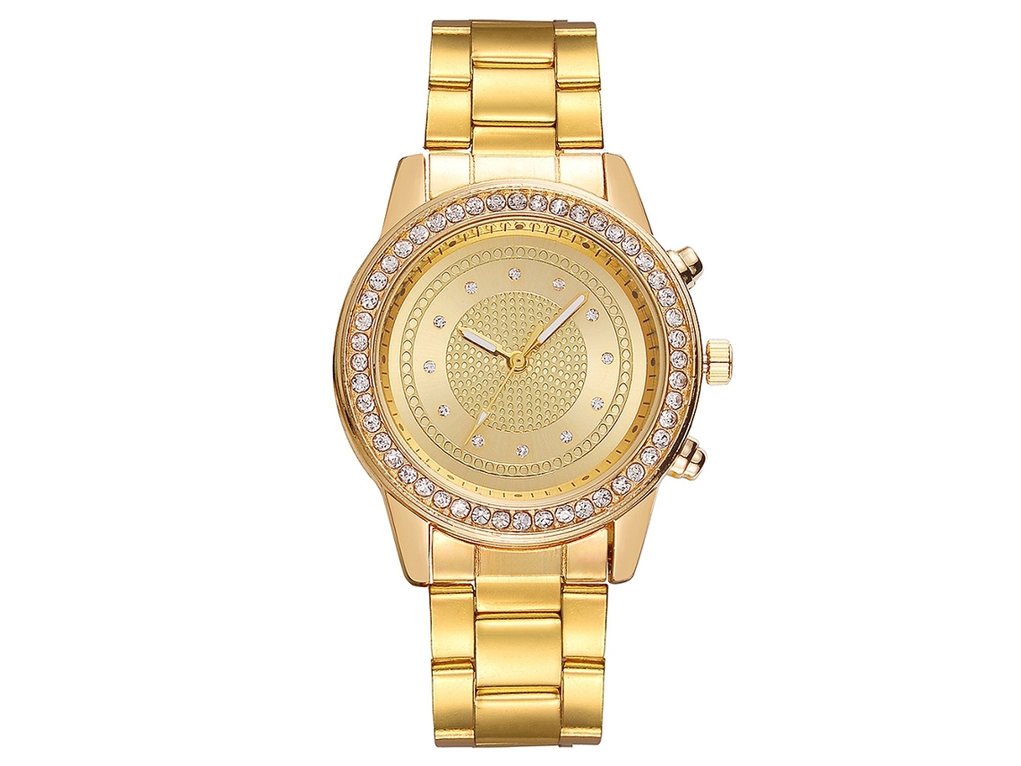 Reloj De Pulsera De Cuarzo Informal De Moda Para Mujer Vansvar Con Diamantes De Imitación Dorados.