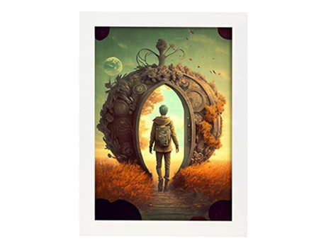 NACNIC Poster Portal De Otoño En Estilo Surrealismo Cinematográfico Ilustraciones Y Grabados De Historieta Abstracta Y Artística A4 Marcos Blancos