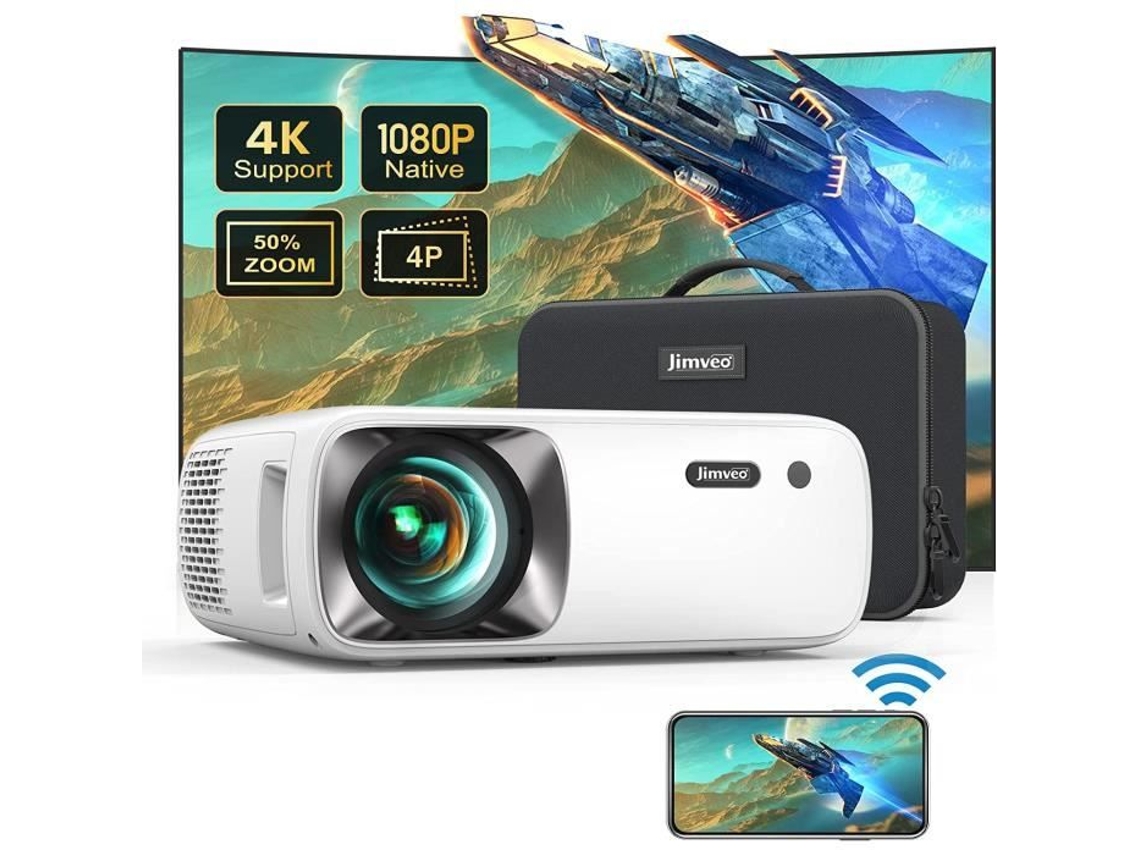 Proyector de video 5g2.4g Wifi Bluetooth, Proyector trasero Full Hd nativo 12000l 1080p, Soporte para proyector portátil Jimveo 4k, Video P Na