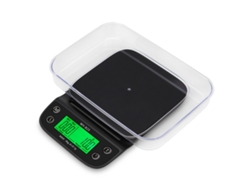 Báscula de cocina con temporizador para café y repostería, carga máxima 3 kg, pantalla LED, electrónica con temporizador