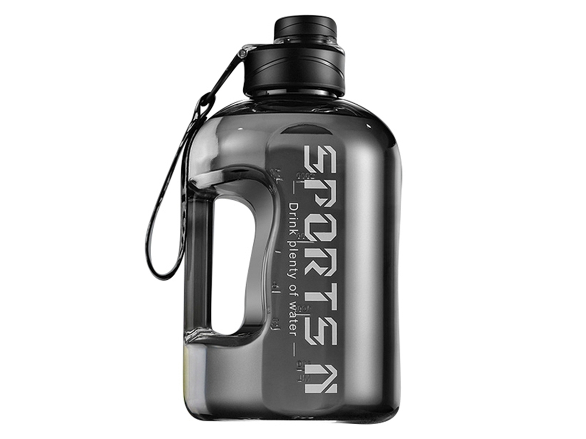 Botella deportiva de agua, portátil y de gran capacidad para hombre. Mdug (negra, 1.7 L)