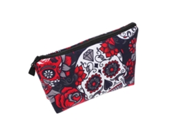 Bolsa de maquillaje roja de poliéster, ideal para viajes y para guardar maquillaje. Hengjian