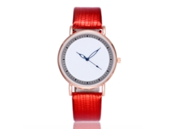 Reloj Analógico De Cuarzo Para Mujer Con Correa De Piel Sintética, Estilo Casual Y Moderno (rojo)