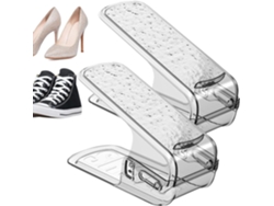 Zapatero Apilable Que Ahorra Espacio Zapatero De Dos Niveles, Transparente, Grueso, Apilable, 3 Alt