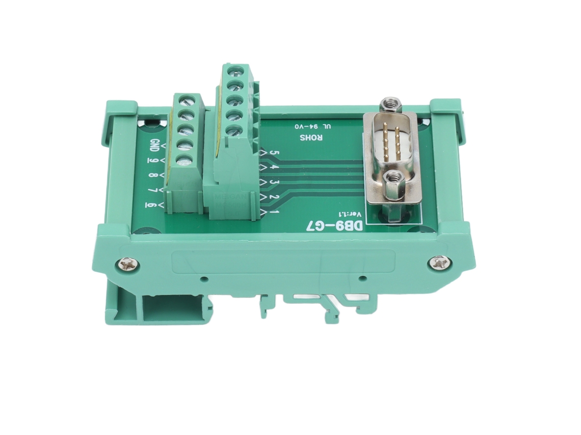 Placa De Adaptador De Conector Db9 A Terminal Con Pcb Y Caja Macho Recto Dc60v Db9-g7