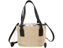 Bolso de hombro para mujer Ciieeo en lona beige tejida a mano, portátil y multifuncional, para