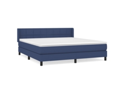 Maison Exclusive - Cama Box Spring Con Colchón Tela Azul 160x200 Cm