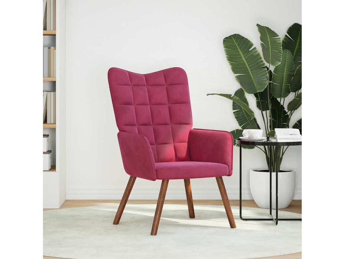 Sillón De Relax De Terciopelo Rojo Vino Tinto