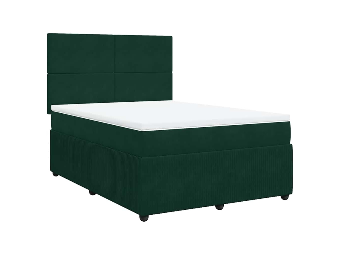 Maison Exclusive - Cama Box Spring Con Colchón Terciopelo Verde Oscuro 140x190 Cm